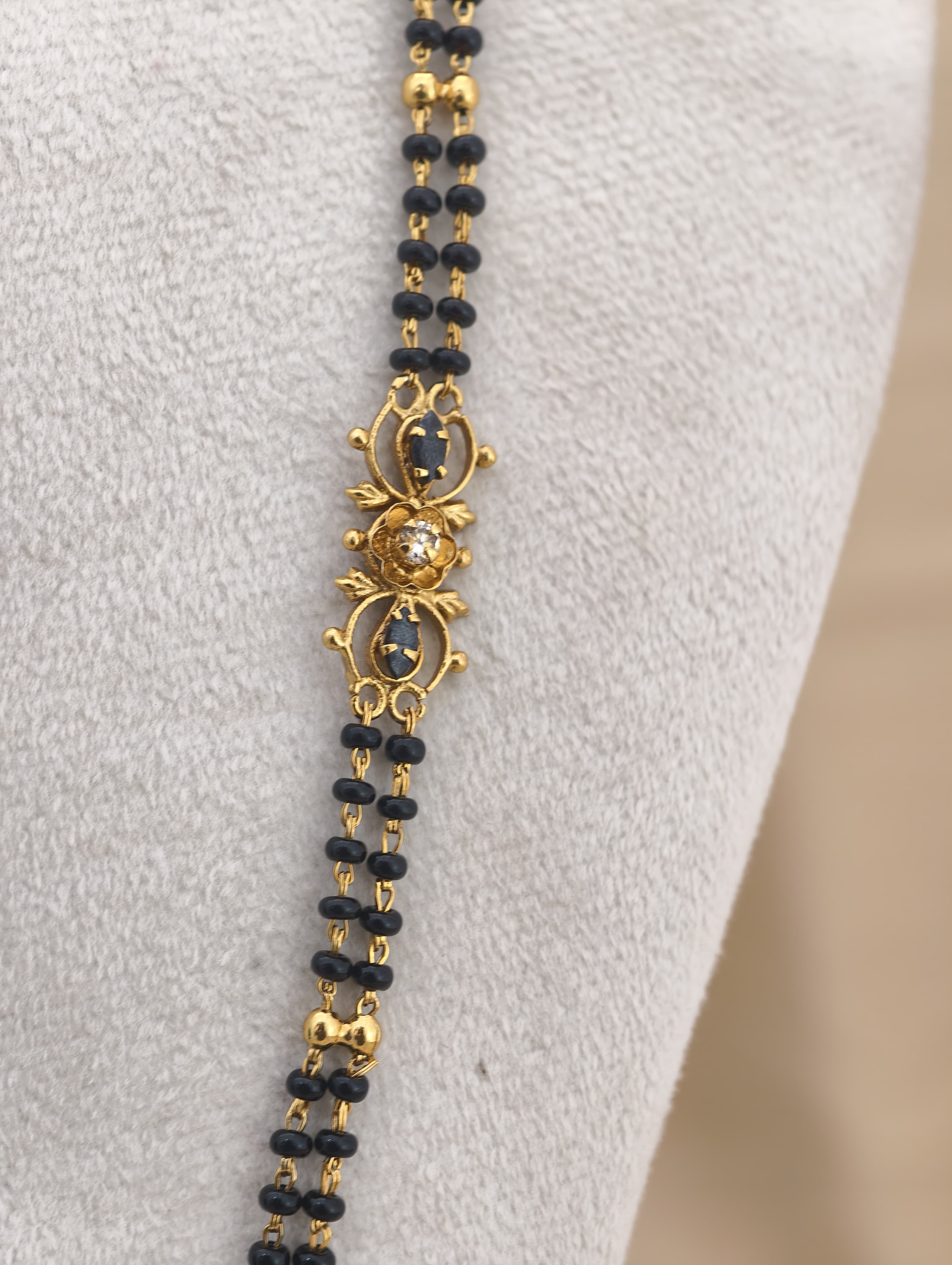 Gold Model Handmade long Black beads (28 Inches)