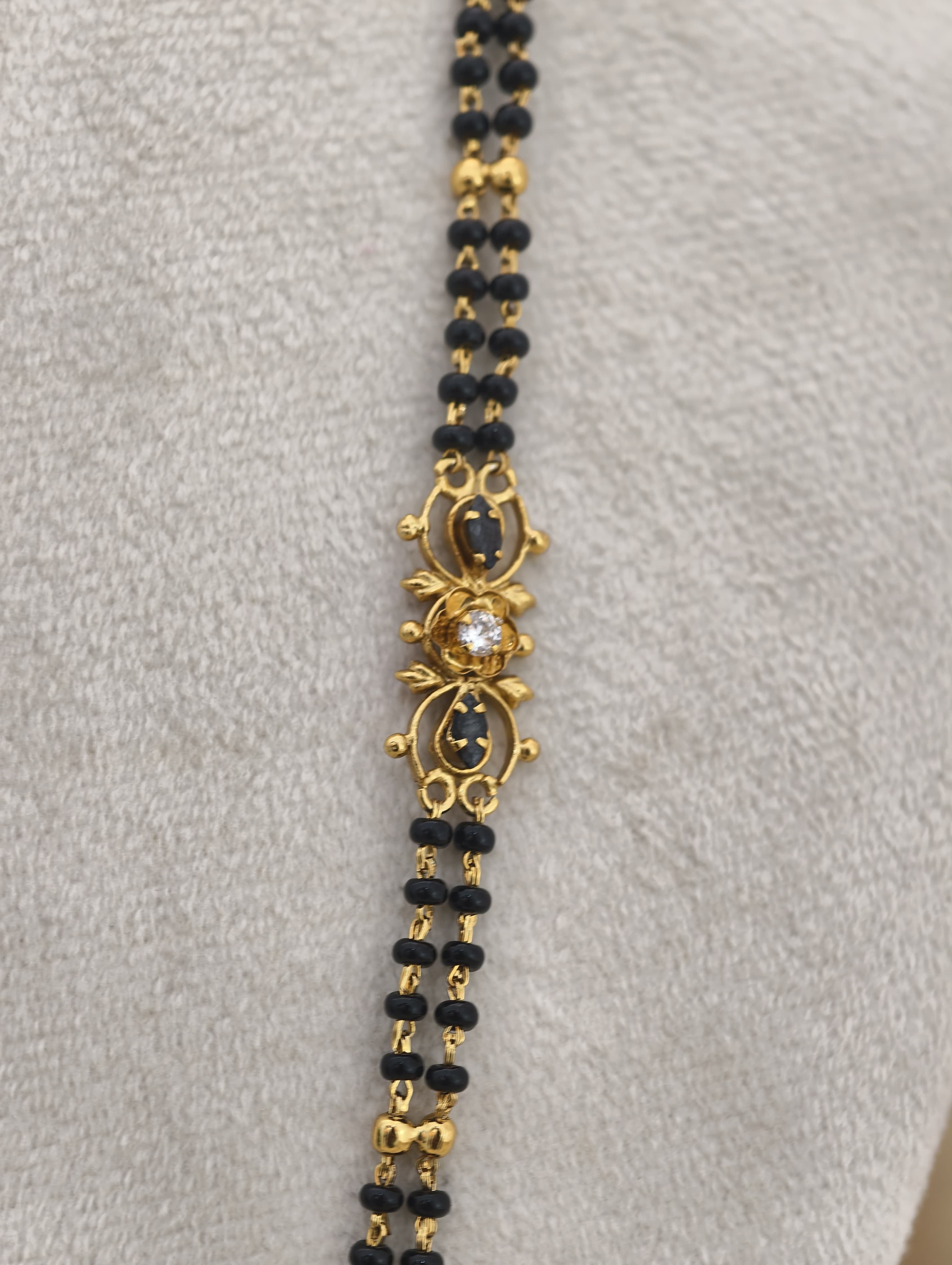 Gold Model Handmade long Black Beads (26 Inches)