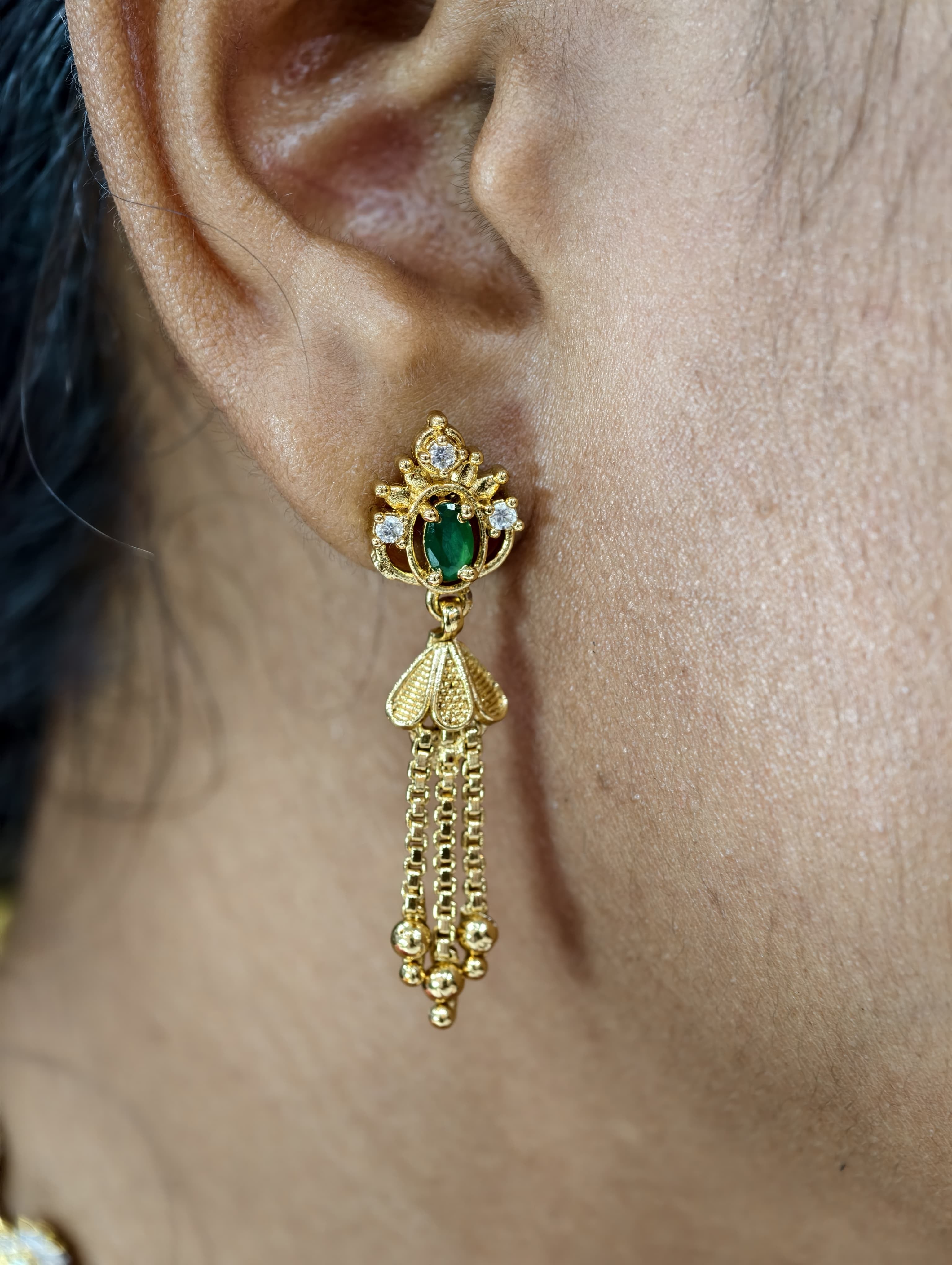 Gold Model Drop Earrings