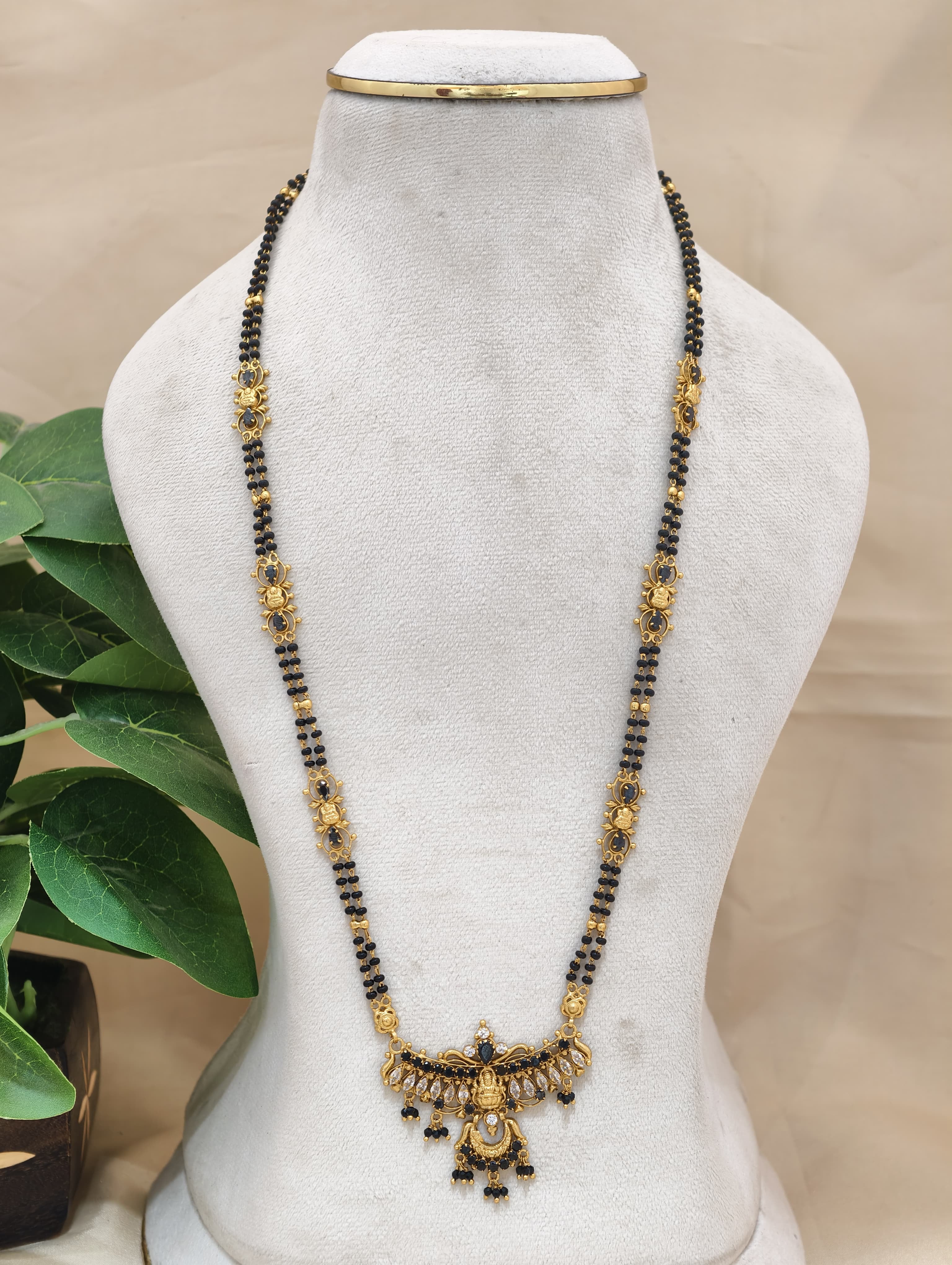 Gold Model Handmade long Black Beads-2 (28" Inches)