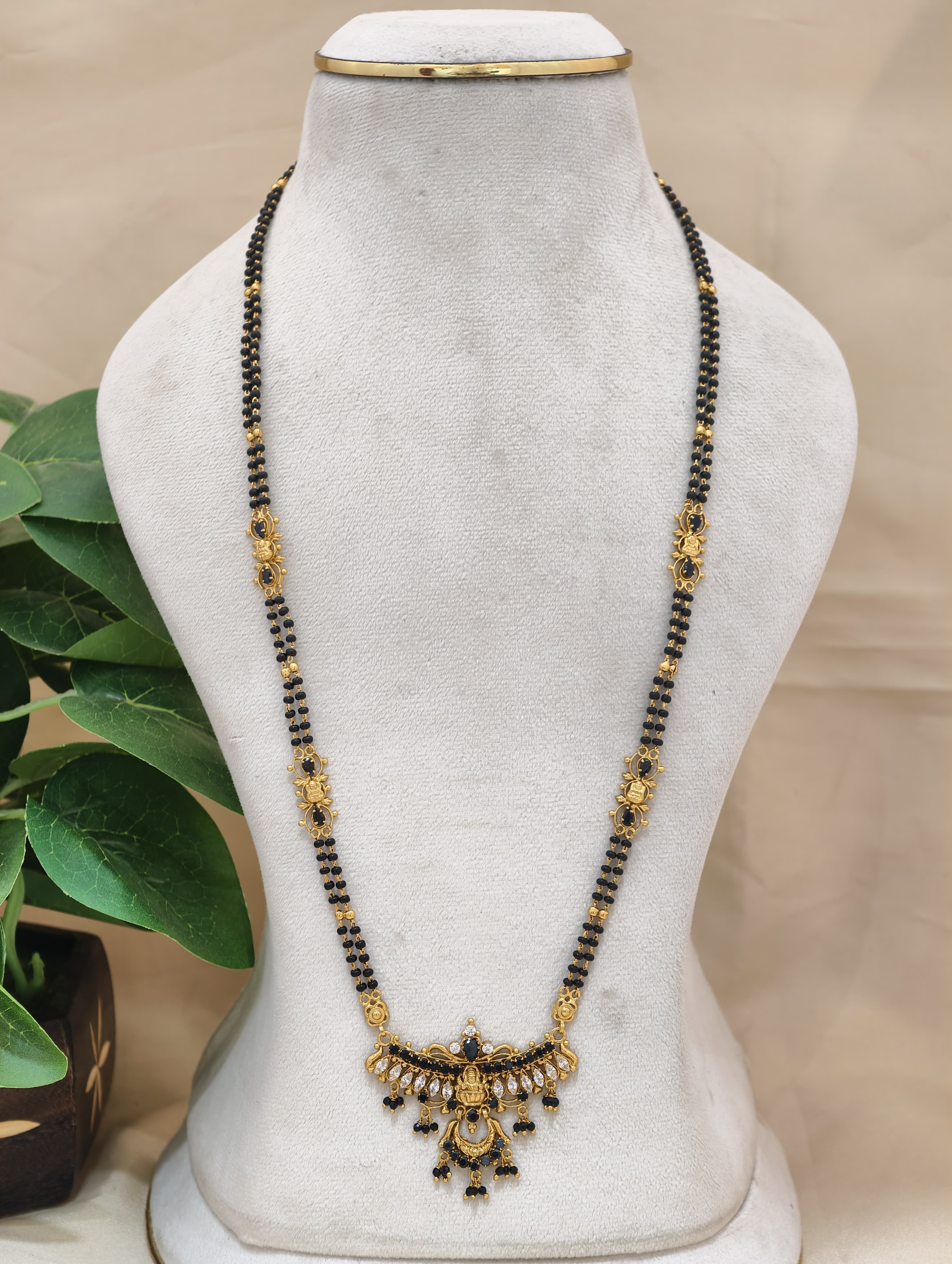 Gold Model Handmade long Black Beads-2( 26" Inches)