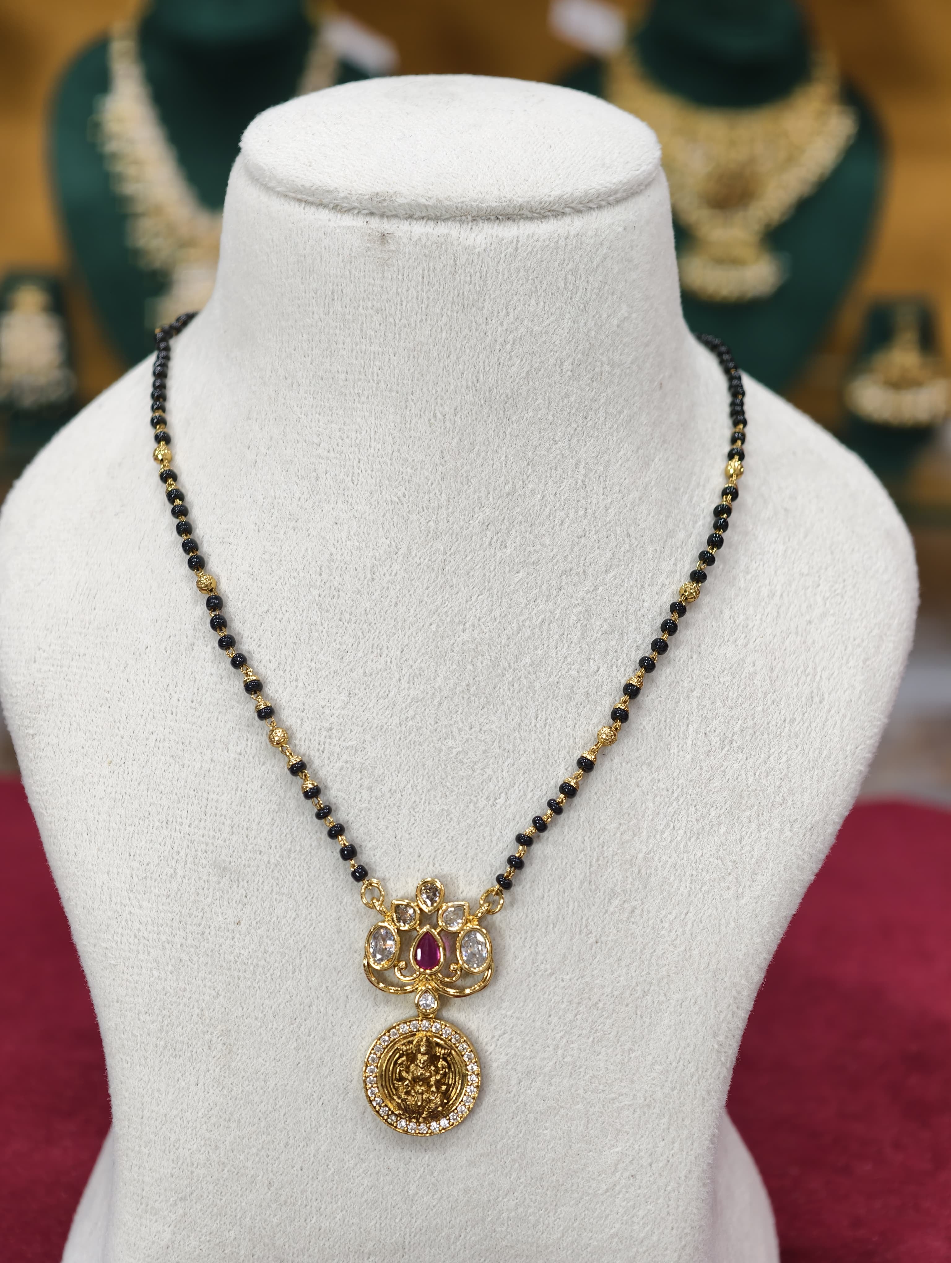 Premium Lakshmi Short Black Beads