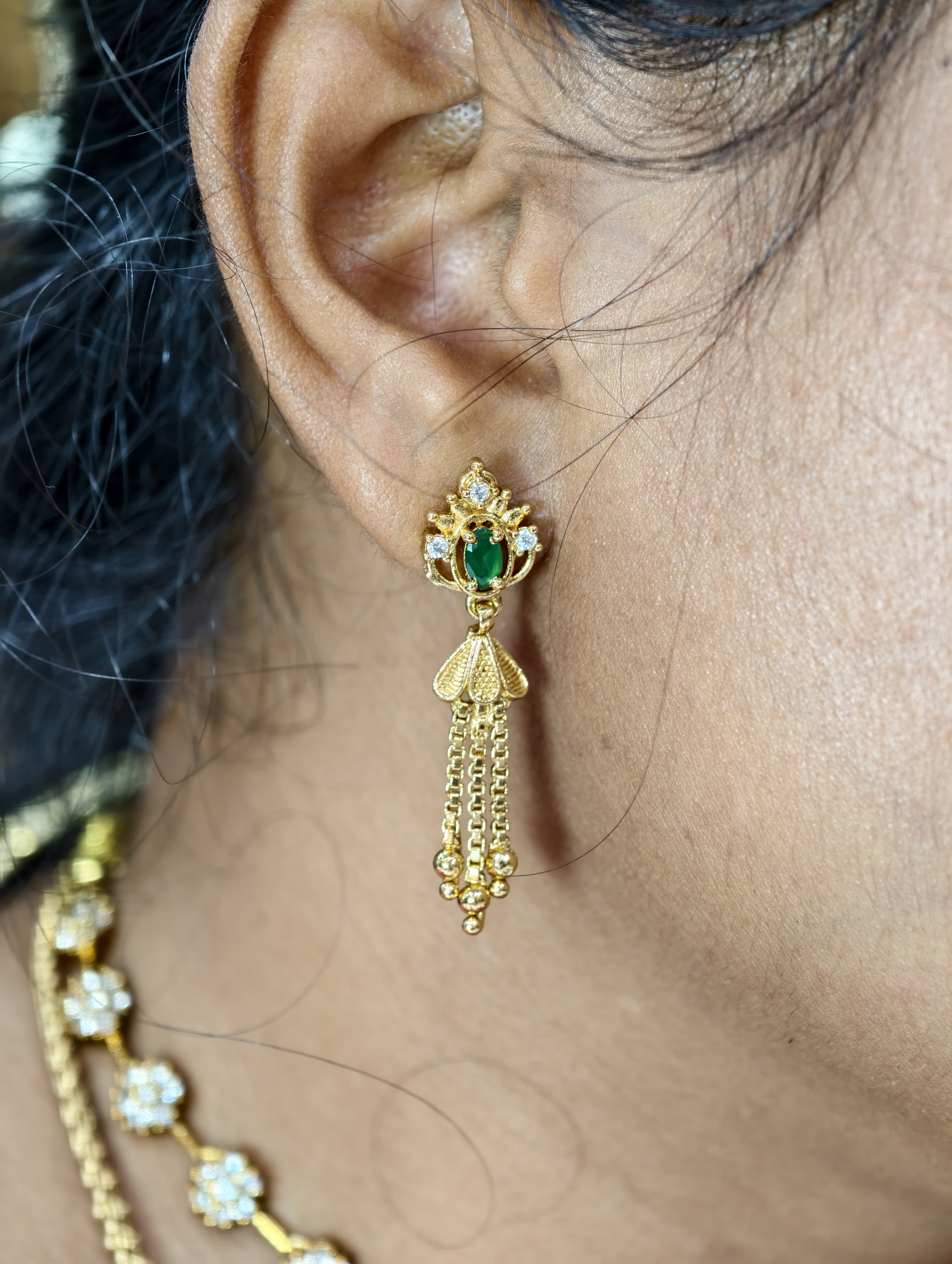 Gold Model Drop Earrings