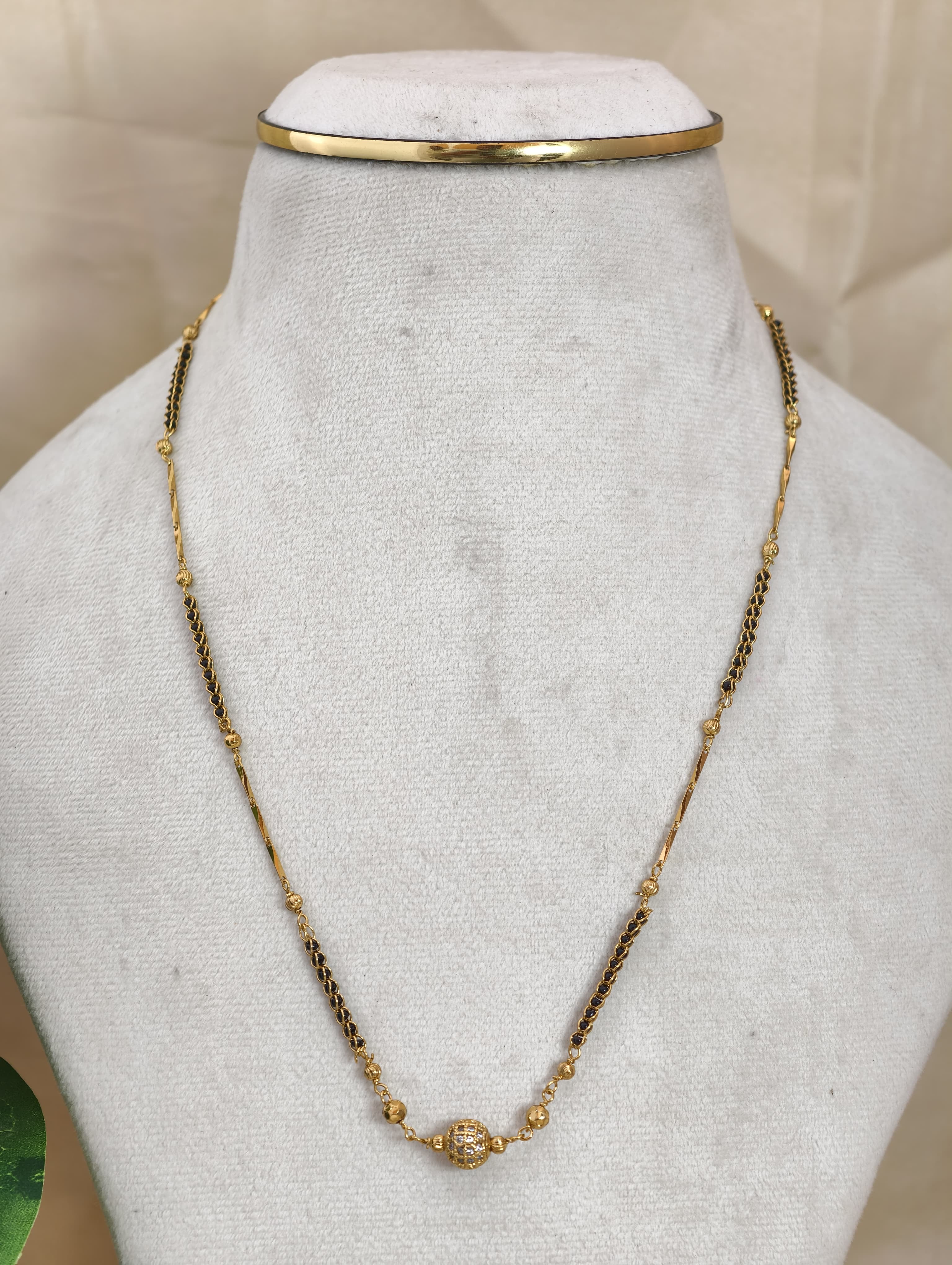 CZ Stones Ball Short Black Beads