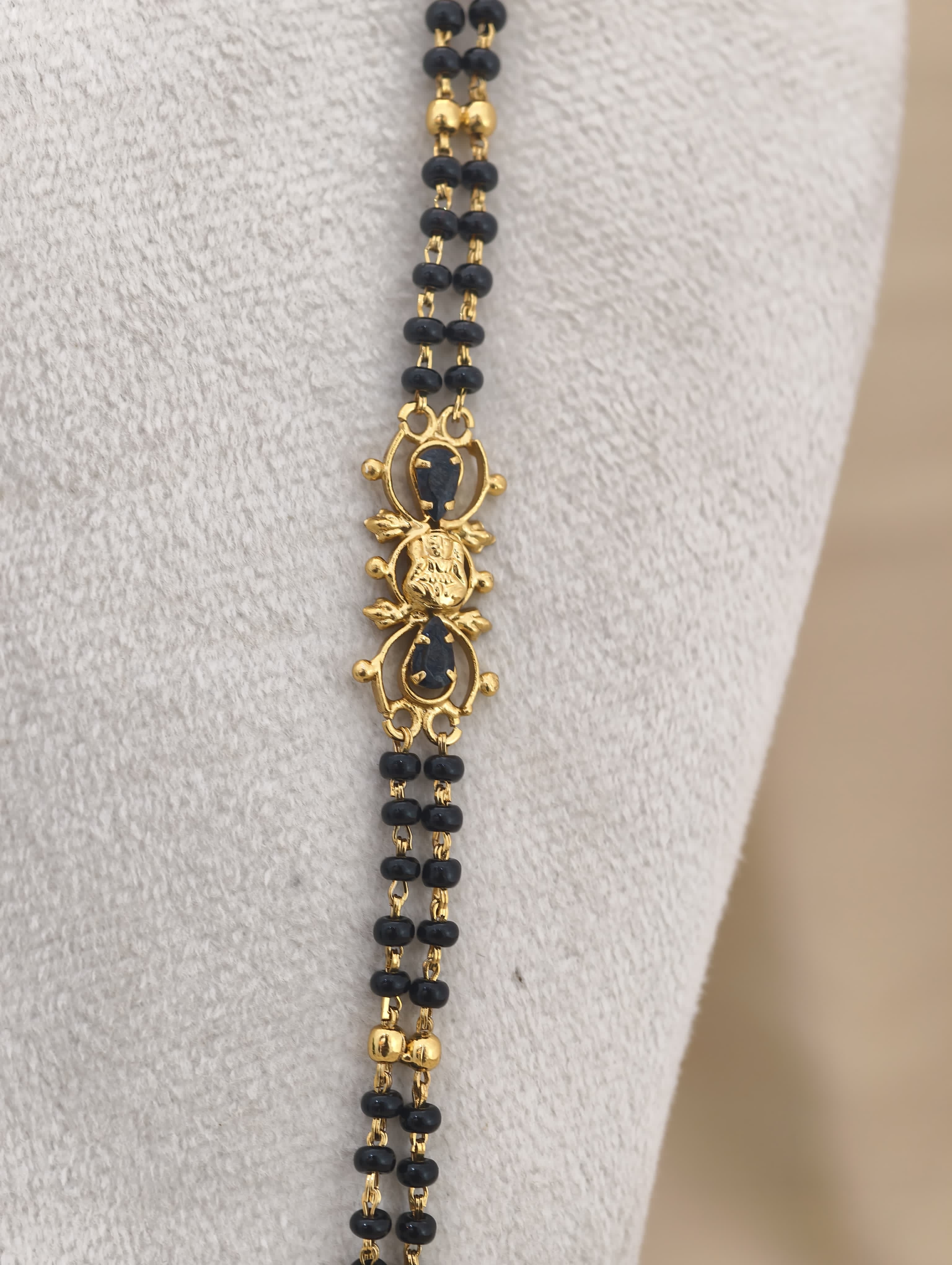 Gold Model Handmade long Black beads (28 Inches)