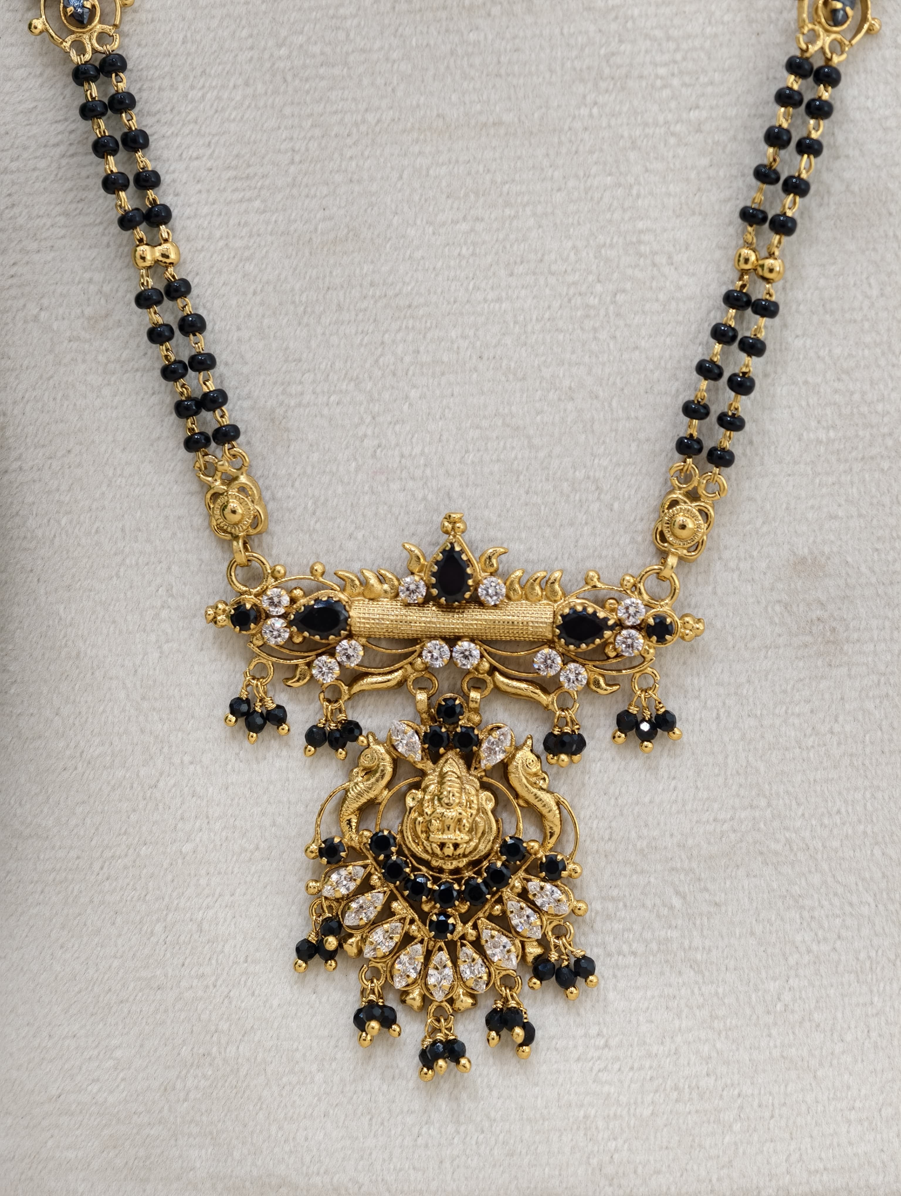 Gold Model Handmade long Black beads (28 Inches)