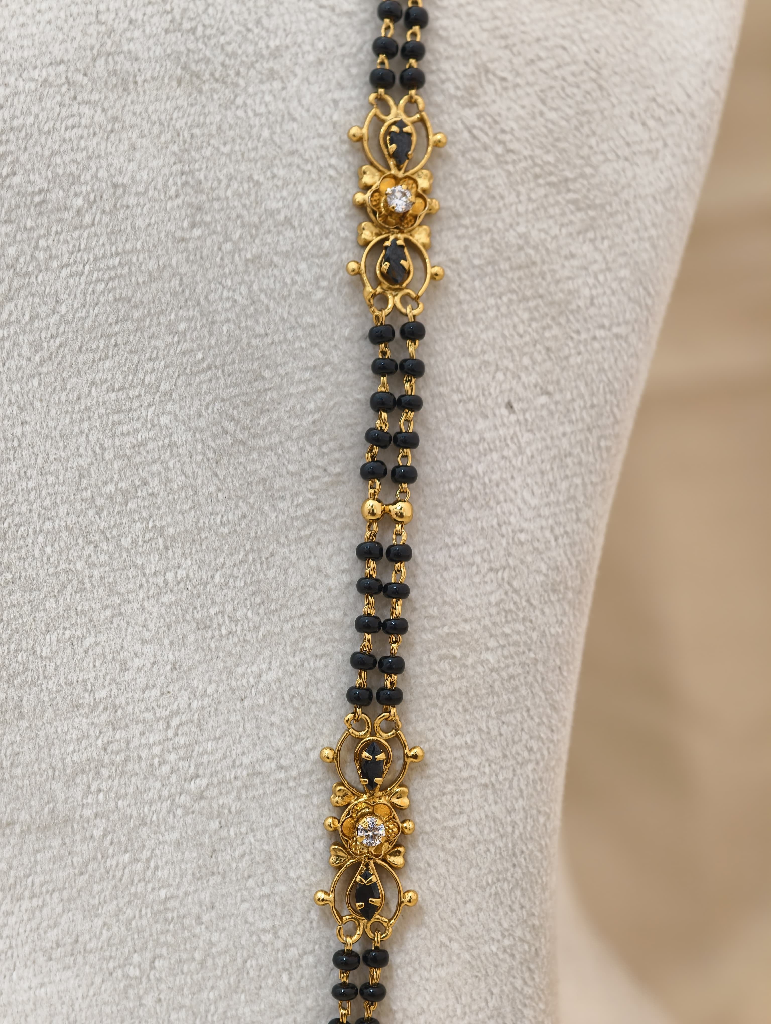 Gold Model Handmade long Black Beads-2 (28" Inches)