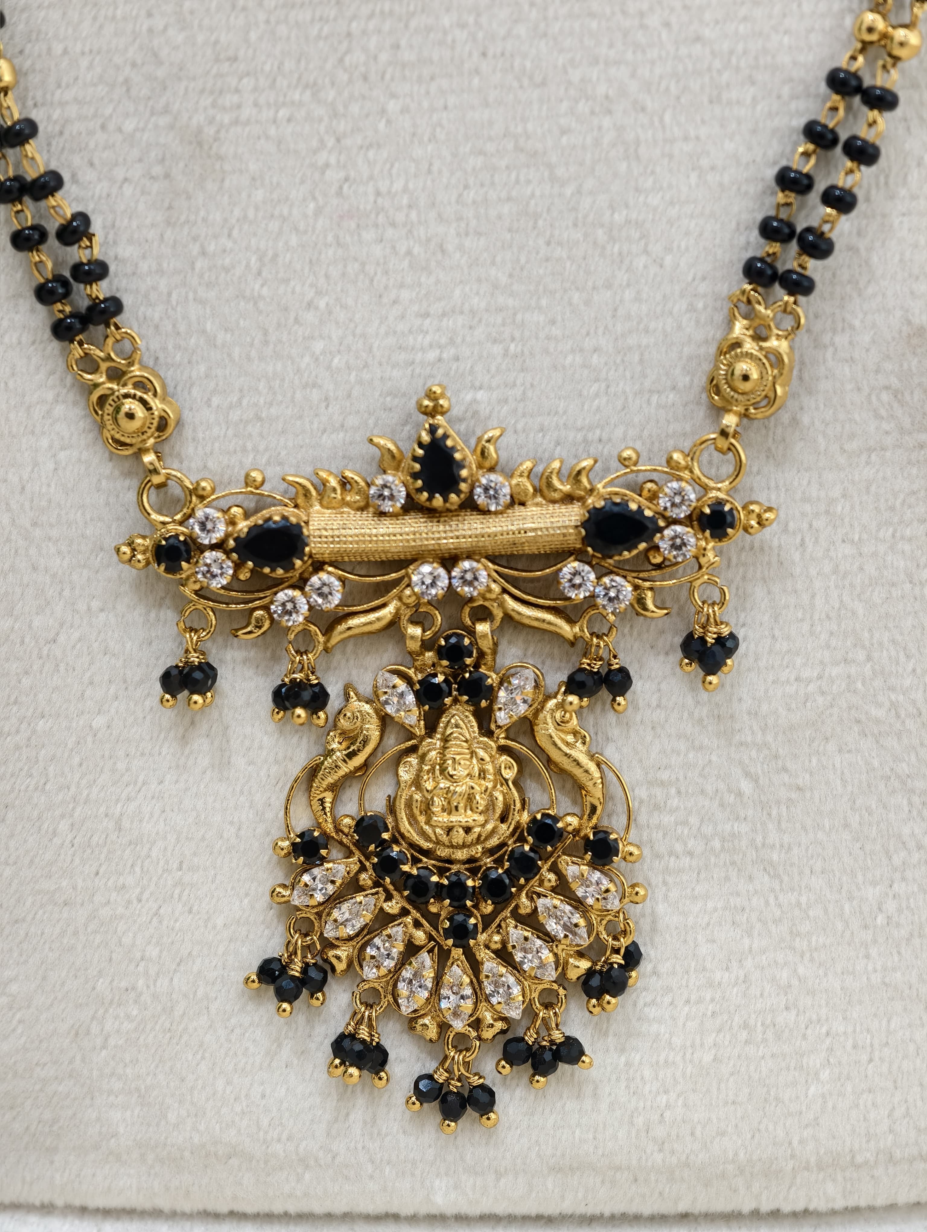 Gold Model Handmade long Black Beads (26 Inches)