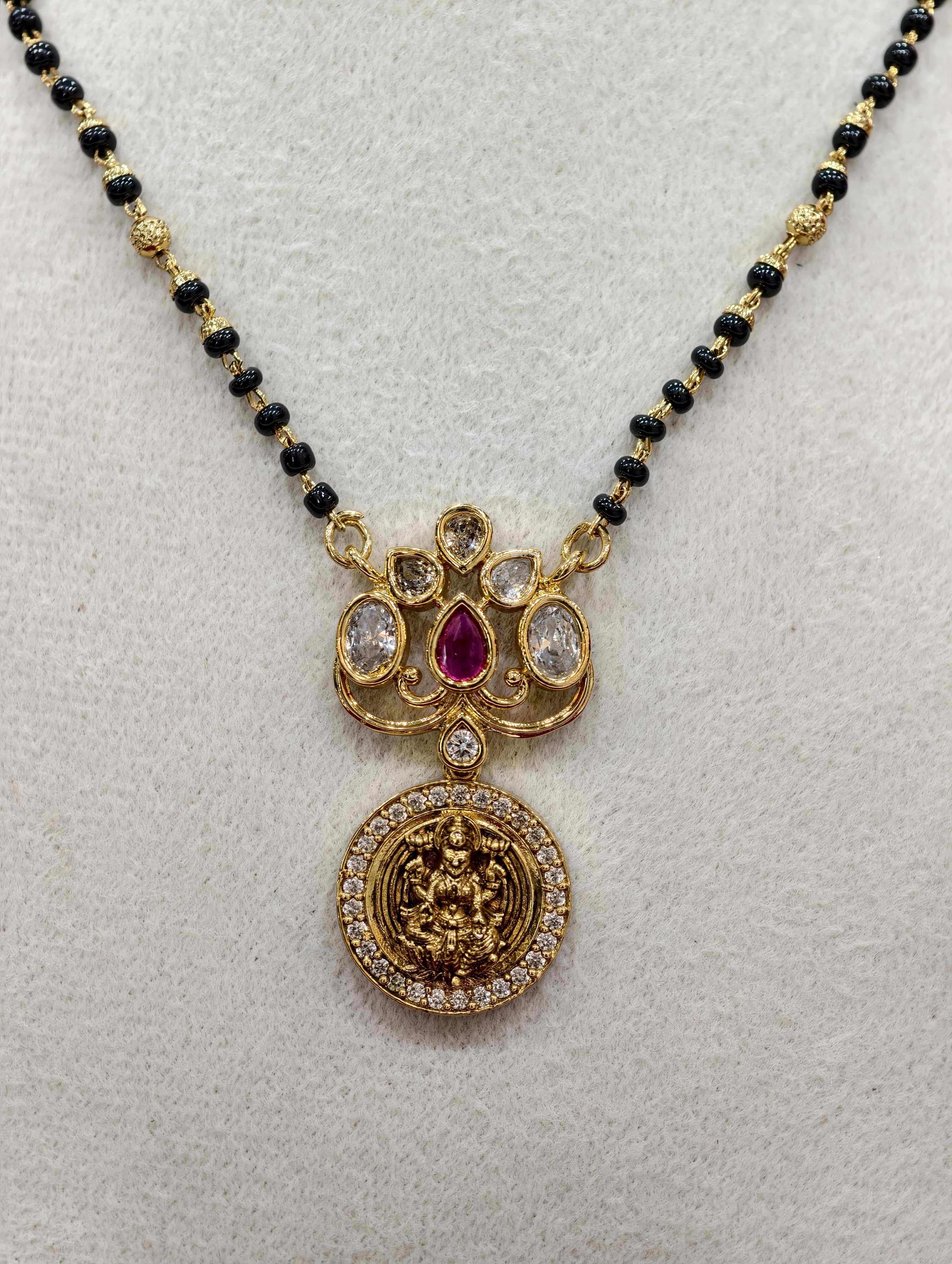Premium Lakshmi Short Black Beads