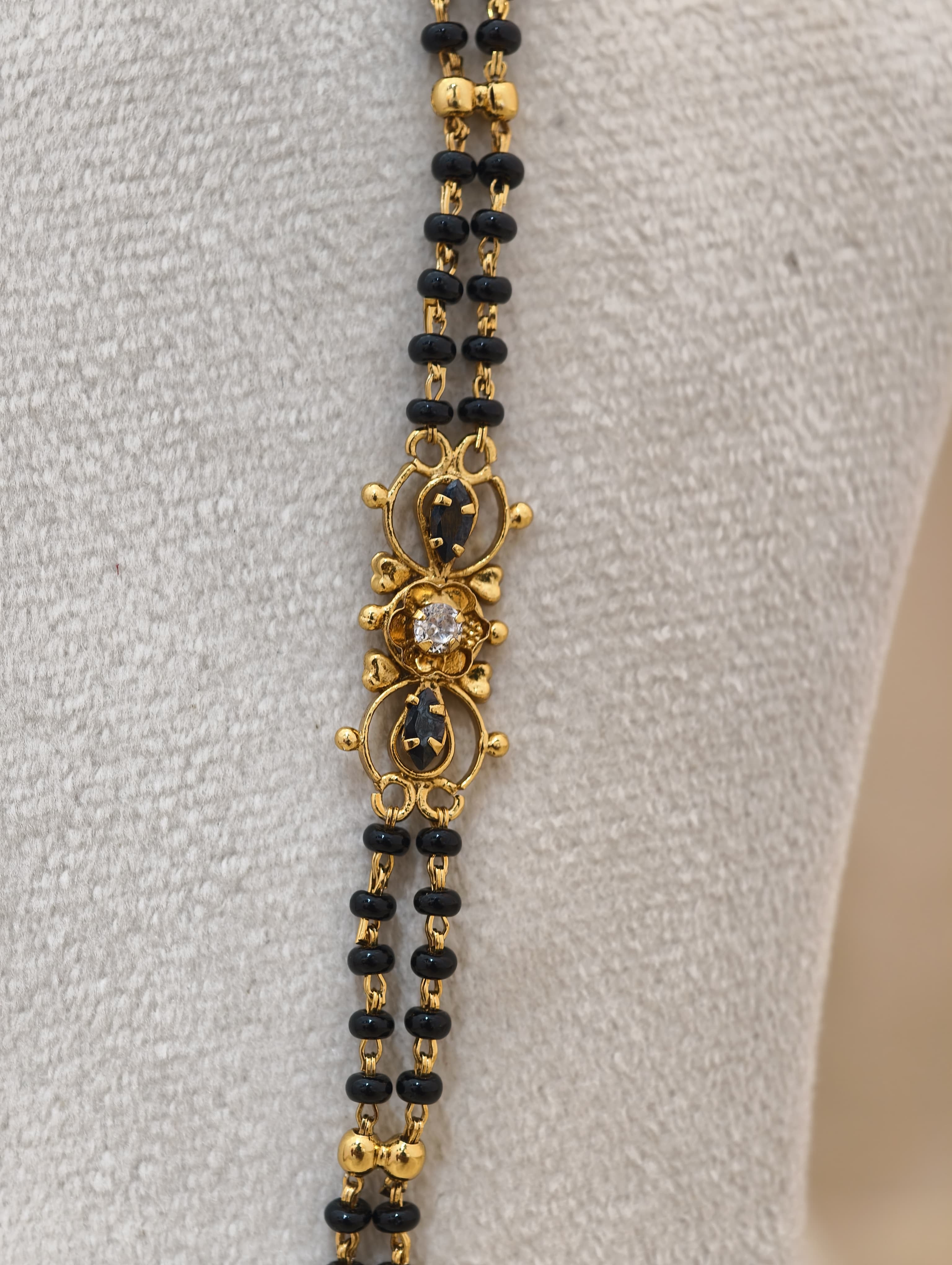 Gold Model Handmade long Black Beads-2( 26" Inches)