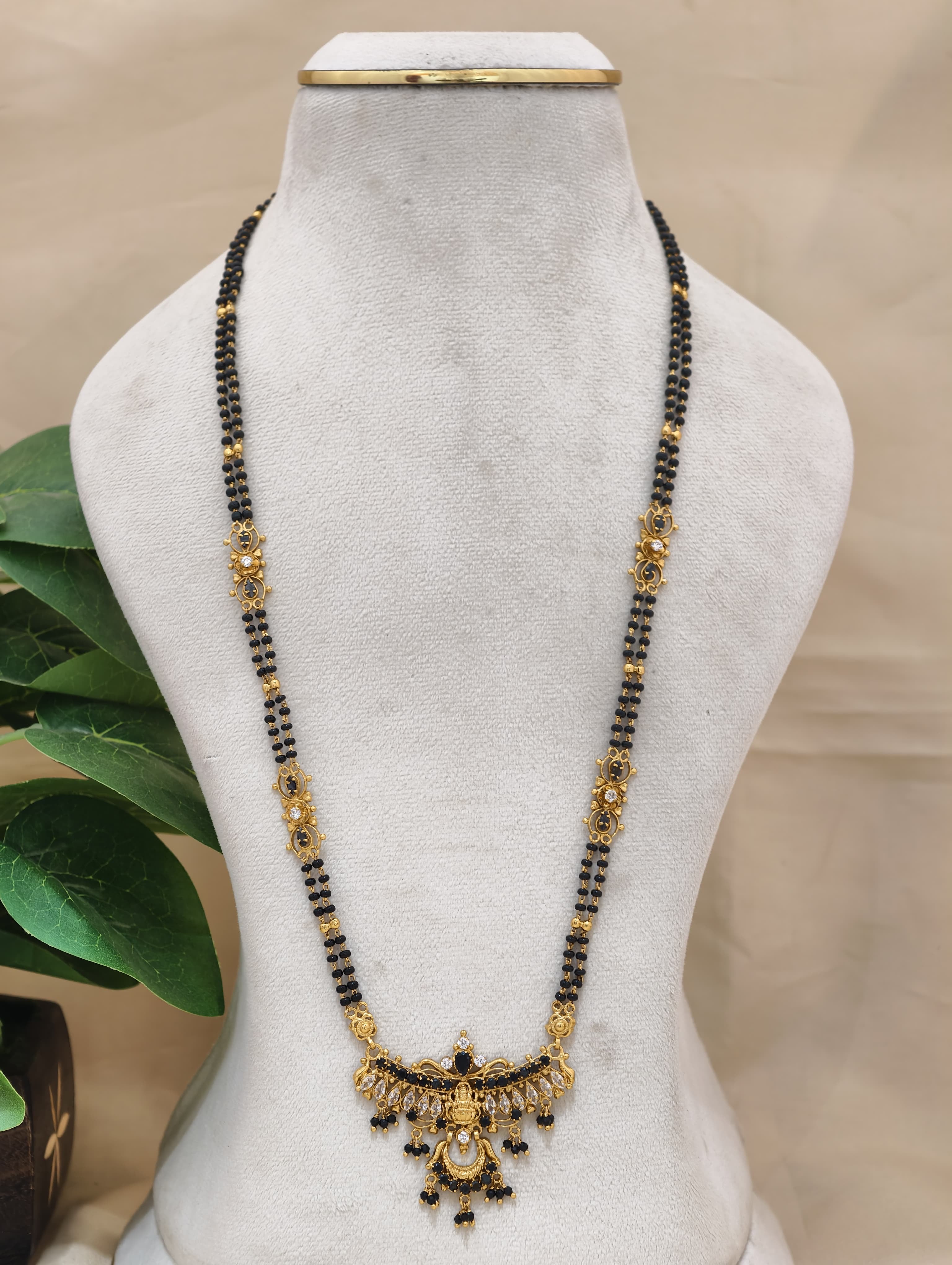 Gold Model Handmade long Black Beads-2( 26" Inches)