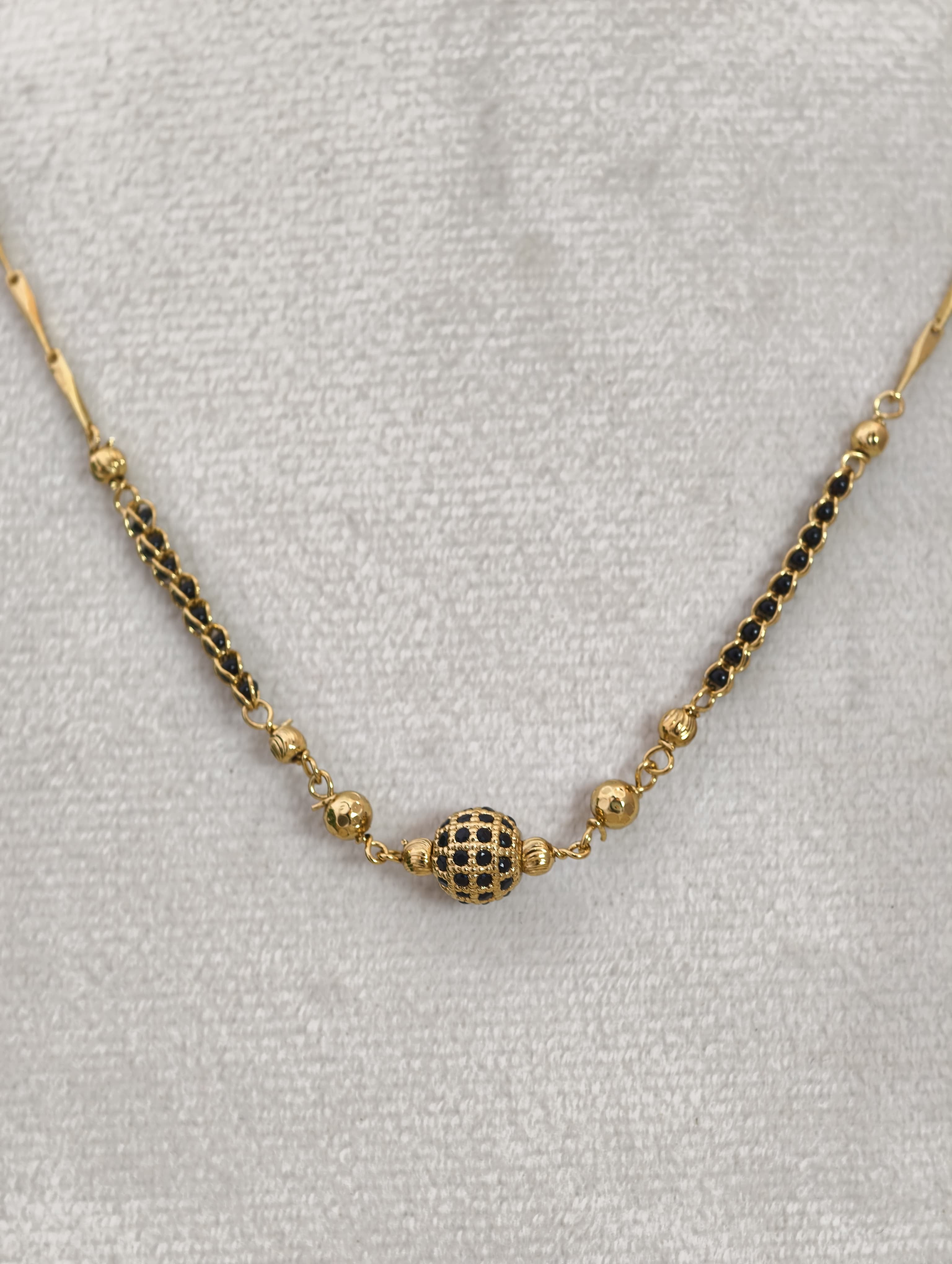 CZ Stones Ball Short Black Beads
