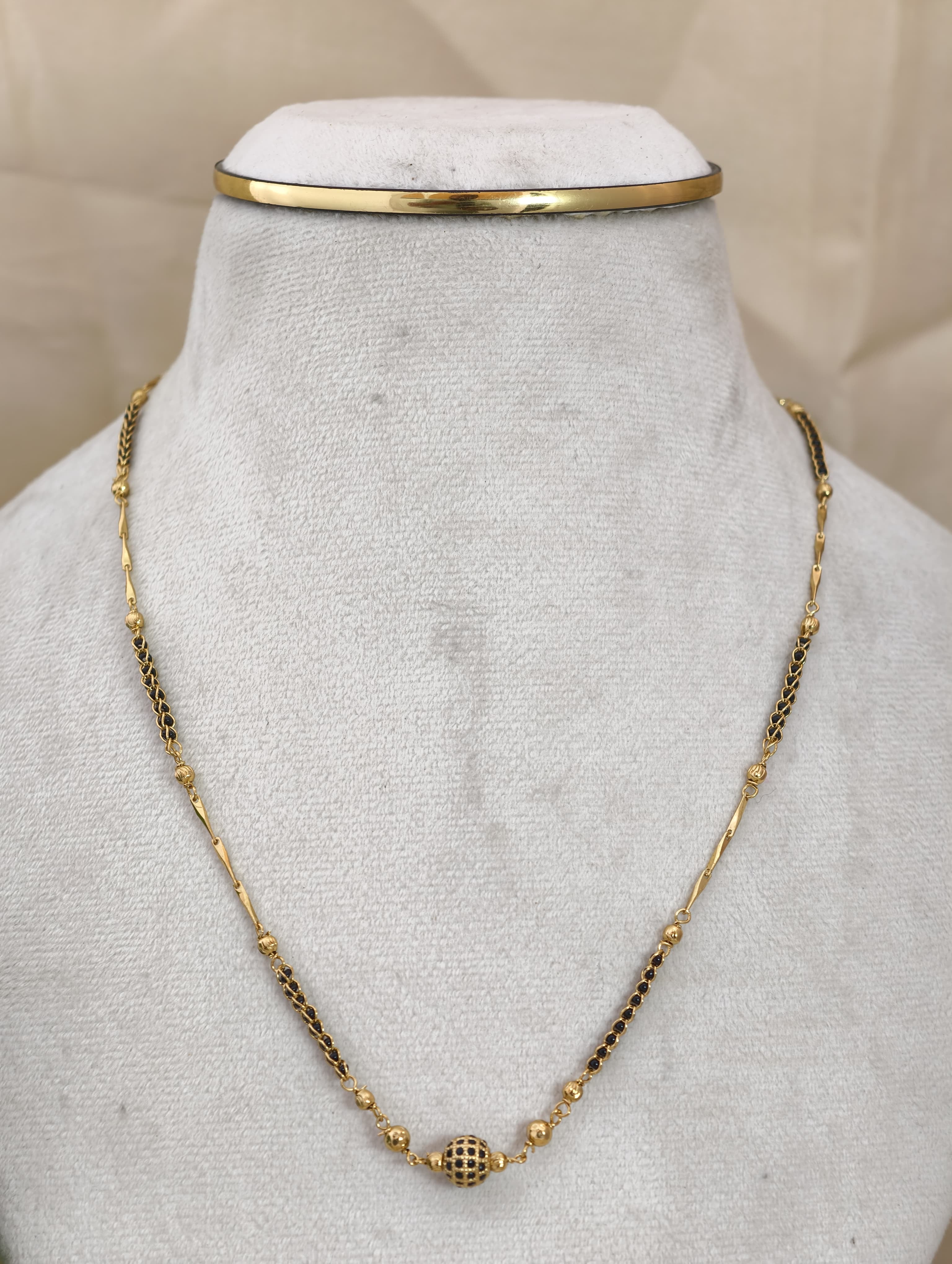 CZ Stones Ball Short Black Beads